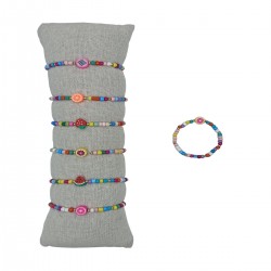 B-863 - Lot de 35 Bracelets TAILLE ENFANT avec perles colorées et fruits